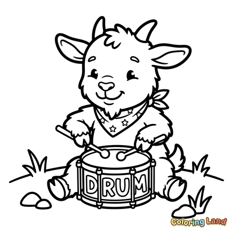 Capretta Musicista che Suona il Tamburo