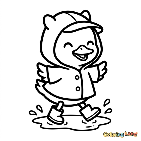 Glad anka i regnkläder