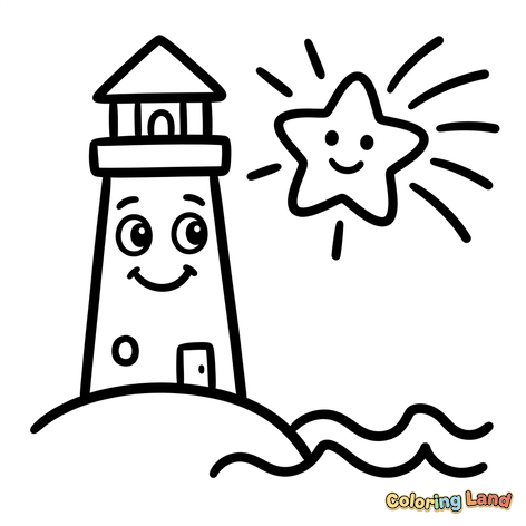 Happy Lighthouse and Smiling Star