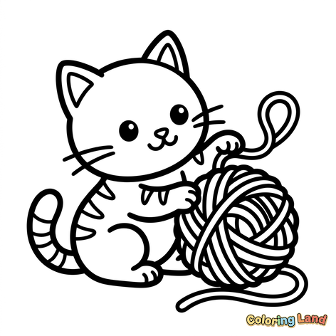Cute Kitten with Yarn Ball