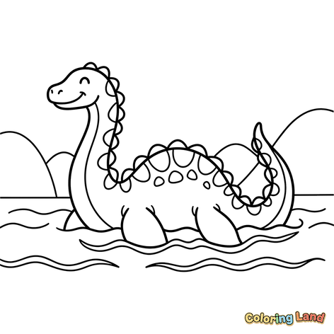 Dinosaurio Feliz Nadando en un Lago