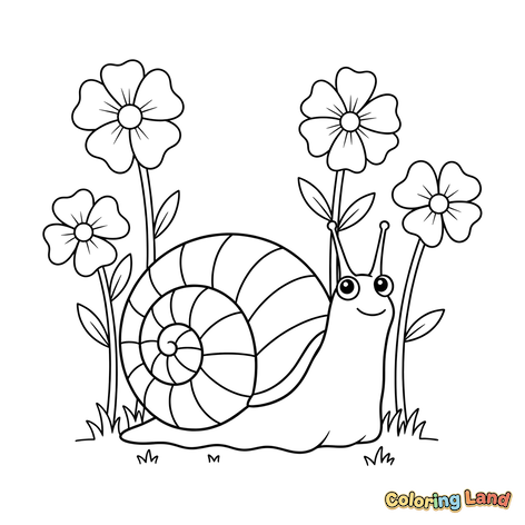 Caracol Sorridente Entre Flores