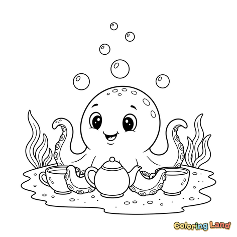 Cute Octopus Tea Party Under the Sea