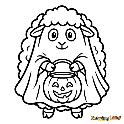 Vampire Sheep with Halloween Pumpkin