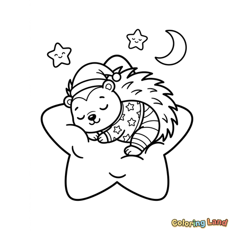 Sleeping Hedgehog on a Star