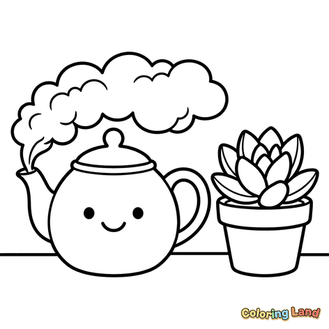Théière Joyeuse et Succulente en Pot
