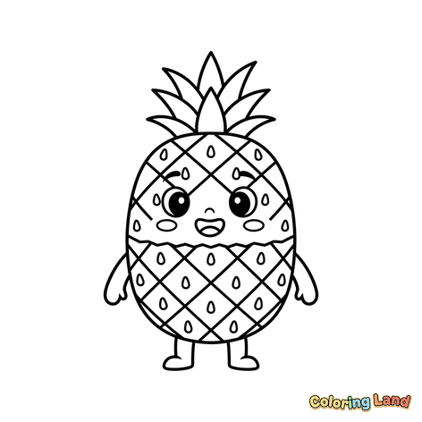 Simpatico Personaggio Ananas Kawaii