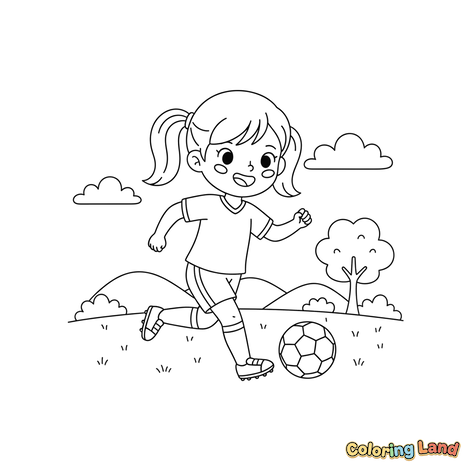 Blij Meisje Speelt Voetbal in het Park