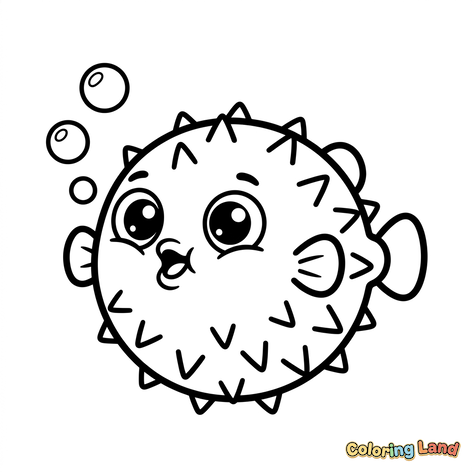 Cute Pufferfish with Bubbles