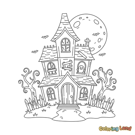 Casa Infestata Spettrale Sotto la Luna Piena