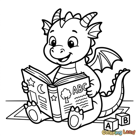Dolce Cucciolo di Drago che Legge un Libro