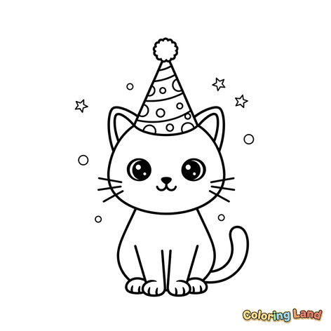 Cute Cat Party Hat Celebration