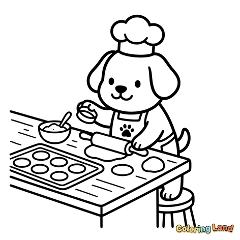 Cucciolo Chef che Prepara i Biscotti