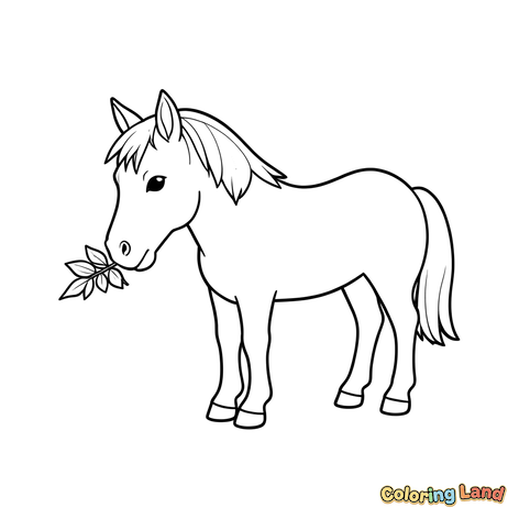 Pony Carino che Mangia Foglie