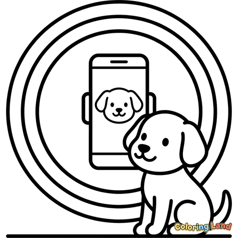 Cachorrinho Fofo com Aplicativo de Telefone