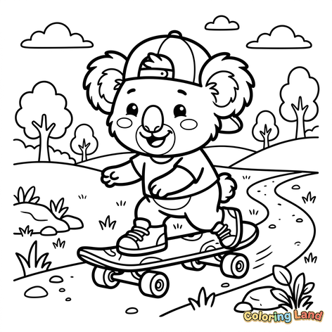 Skateboarding Koala in the Park