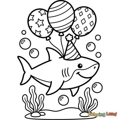 Squalo Festaiolo Felice con Palloncini