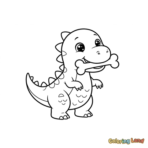 Cute Baby Dinosaur with a Bone