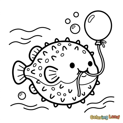 Søt kulefisk med en ballong