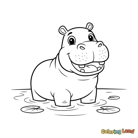 Ippopotamo Cucciolo Felice nell'Acqua