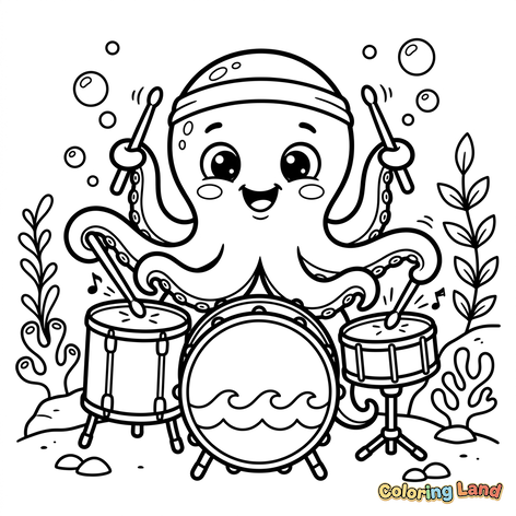 Musikalischer Oktopus-Schlagzeuger
