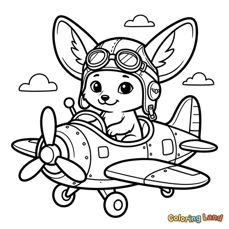 Vulpe Fennec Aviator într-un Avion