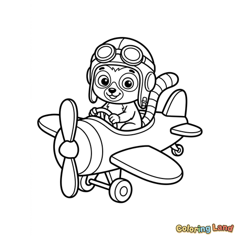 Süßer Otter-Pilot im Propellerflugzeug