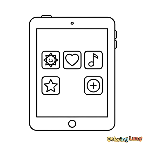 Tablet com Ícones de Aplicativos Móveis