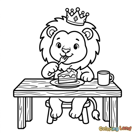 Royal Lion Eating Cake