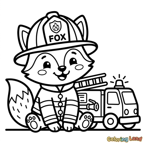 Schattige Brandweer-vos en Brandweerauto