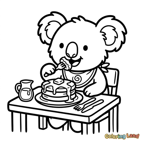 Cute Koala Eating Pancakes