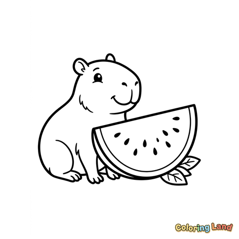 Mignon Capybara avec Pastèque