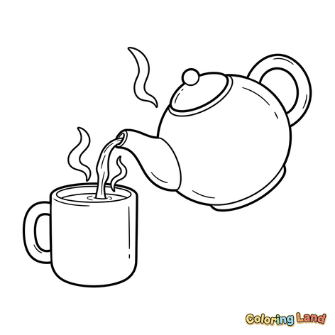 Tetera Sirviendo Bebida Caliente en una Taza