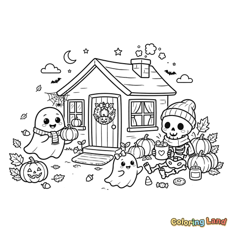 Amis Effrayants à la Maison d'Halloween