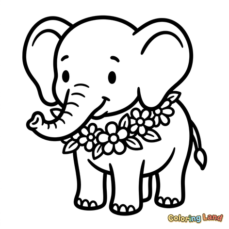 Elefante Bebê com Guirlanda de Flores
