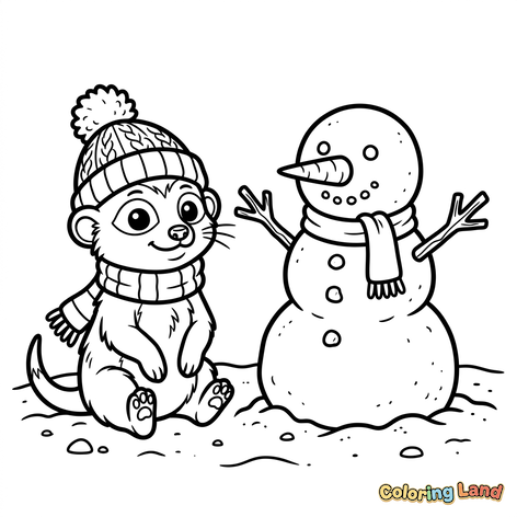 Süßer Otter und Schneemann Winterfreunde