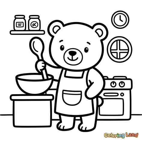 Cute Bear Chef in the Kitchen