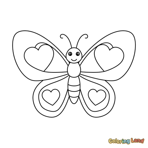 Happy Butterfly with Heart Wings