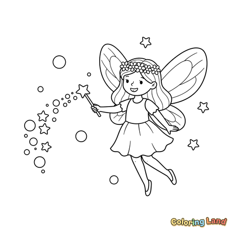 Fata Felice con Bacchetta Magica e Stelle