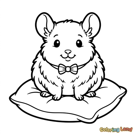Süßer Hamster mit Fliege auf einem Kissen