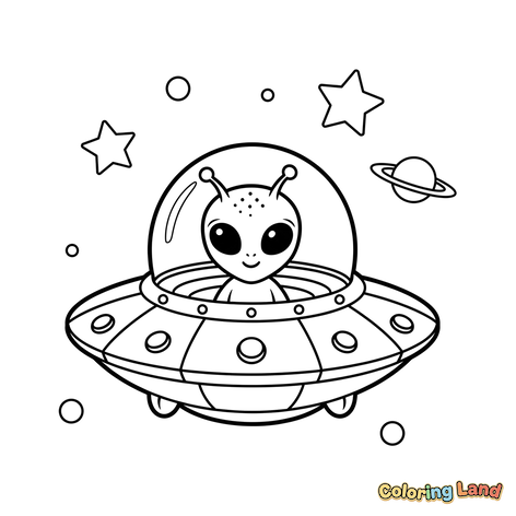 Freundlicher Außerirdischer in einem UFO