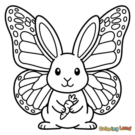 Bunny with Butterfly Wings and Carrot