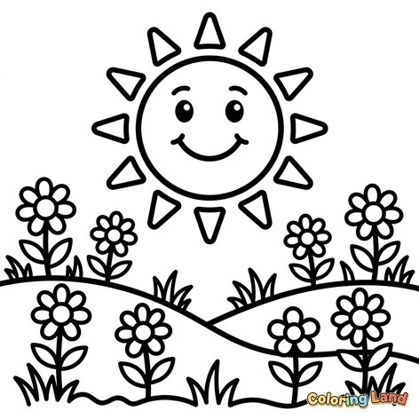 Happy Sun and Flower Meadow