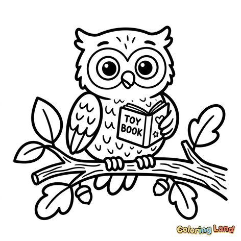Studious Owl Reading a Book