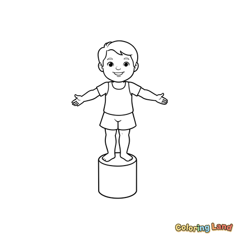 Anak Laki-laki Bahagia Berdiri di Atas Alas