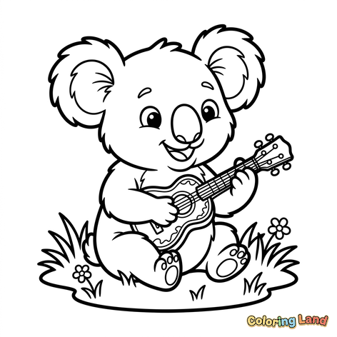 Musikalsk Koala i Græsset