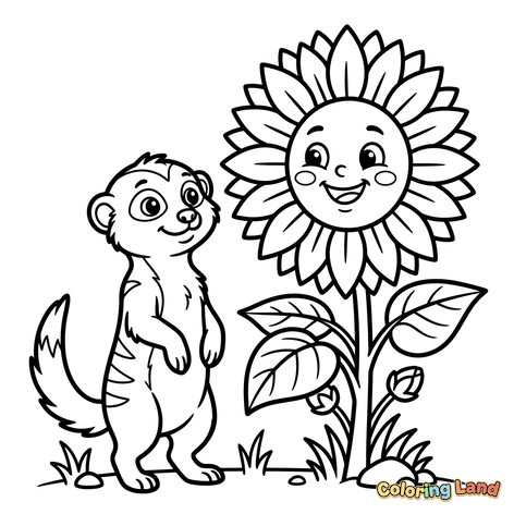 Simpatico Furetto e Girasole Sorridente