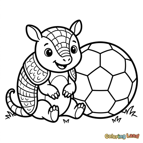 Cute Armadillo with Soccer Ball