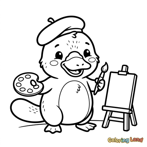 Ornithorynque Artiste avec Chevalet