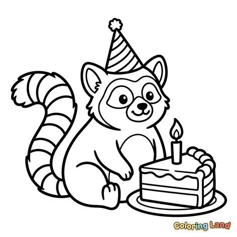 Guaxinim de Aniversário com Bolo